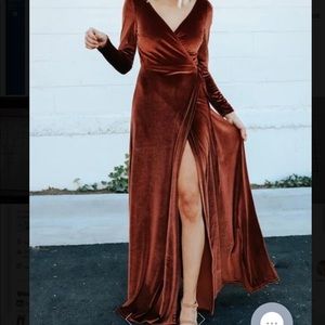 Baltic Born velvet maxi dress color bronze in size medium ( engagement photos )